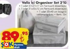 VALİZ İÇİ ORGANİZER SET 3’LÜ